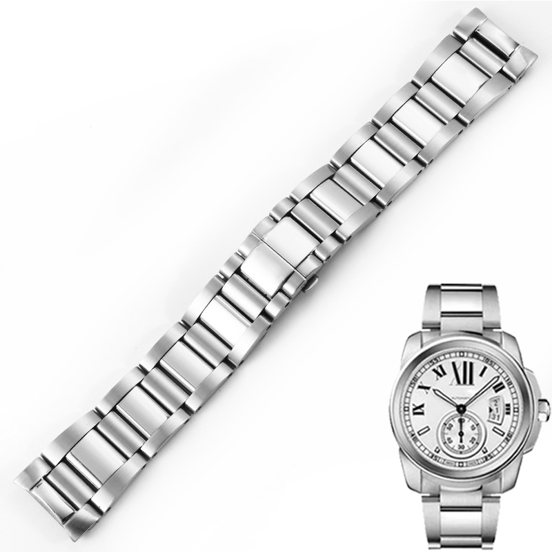 适配卡地亚卡利博精钢手表带W7100037/W7100041系列男钢带表链23