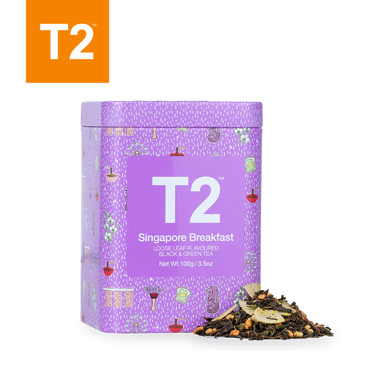 澳洲T2 新加坡早餐茶100g 散叶红茶 原装进口罐装红茶 坚果香气