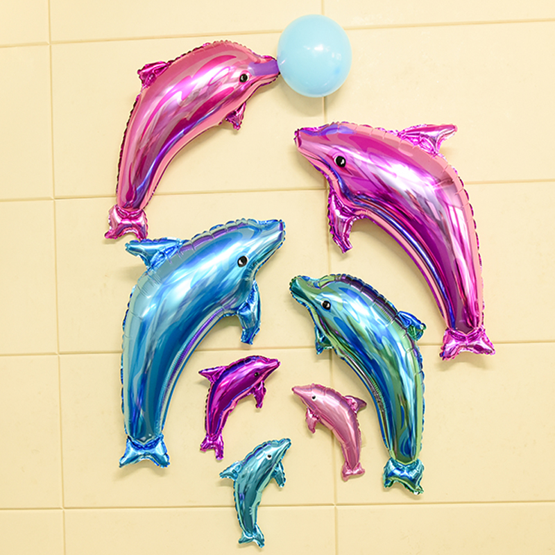 浪漫求婚海豚蓝色海洋生日派对周岁百天背景布置婚礼婚庆气球装饰