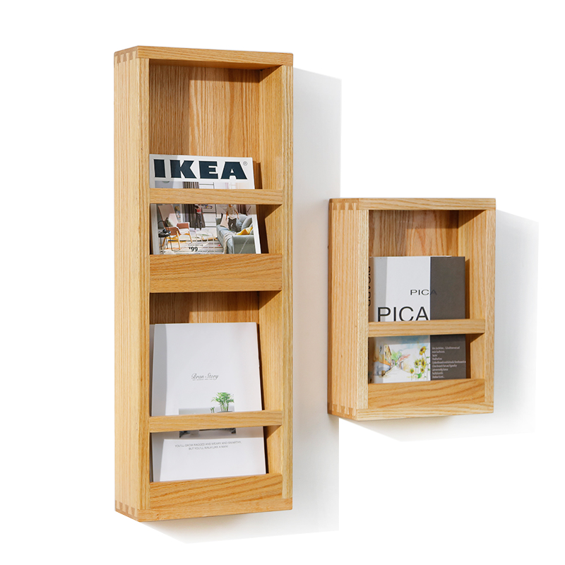 实木杂志架壁挂墙上北欧报刊架木质书报简易小置物架创意客厅书架