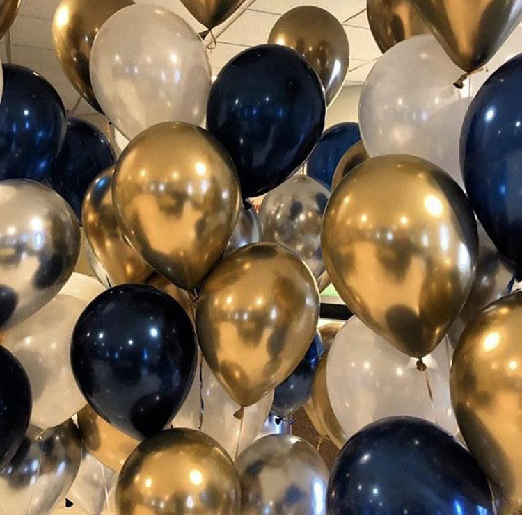 开学装饰气球加厚珠光金属色气球拍照乳胶气球INS风星空蓝金黑色