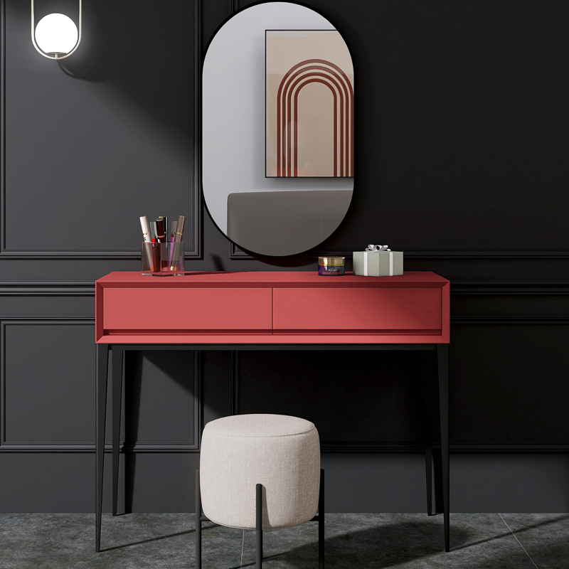 意式极简卧室梳妆台烤漆简约现代红色设计师书桌北欧轻奢窄边化妆