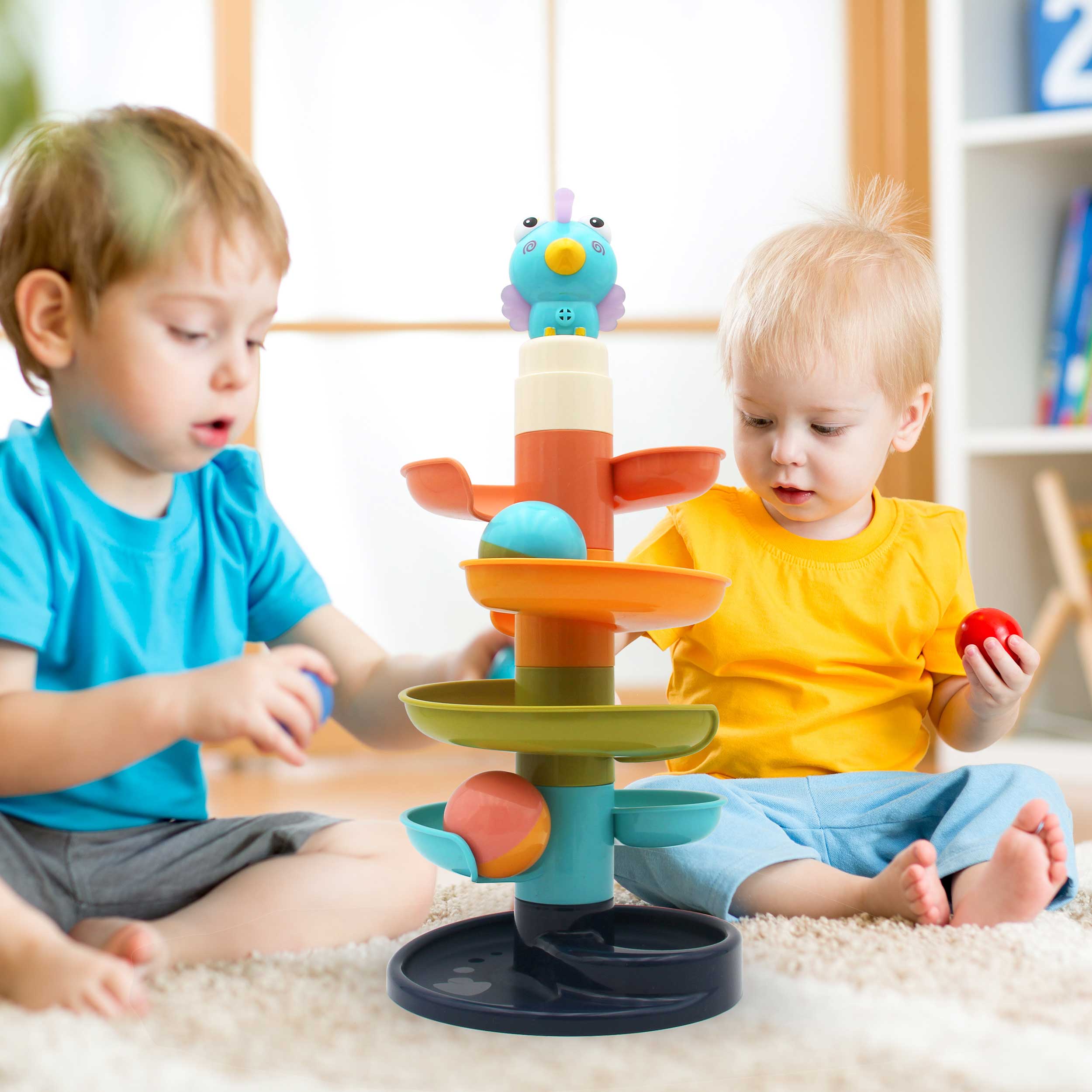 宝宝益智趣味轨道滑球塔0-3岁滚滚球婴儿早教叠叠转转乐玩具塔1-2