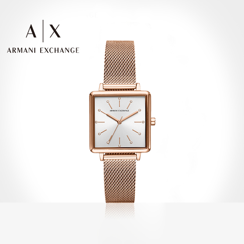 Armani阿玛尼女士手表正品名牌气质钢带小方表AX5802