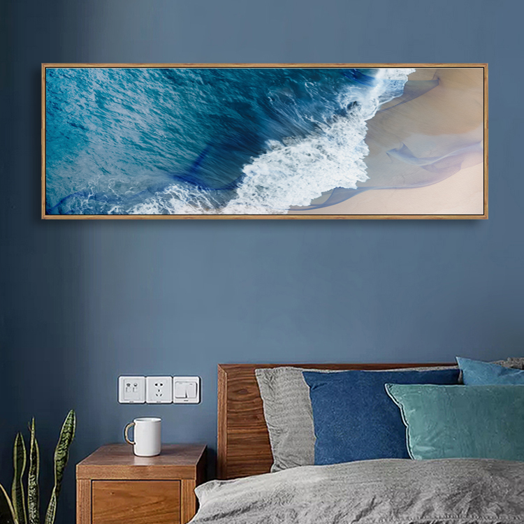 北欧现代沙滩蓝色海浪海景卧室床头装饰画玄关壁画餐厅样板房挂画