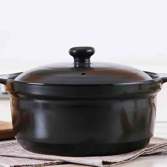 陶瓷砂锅家用炖汤锅子黑色白色汤煲耐高温明火直烧孕妇健康小奶锅