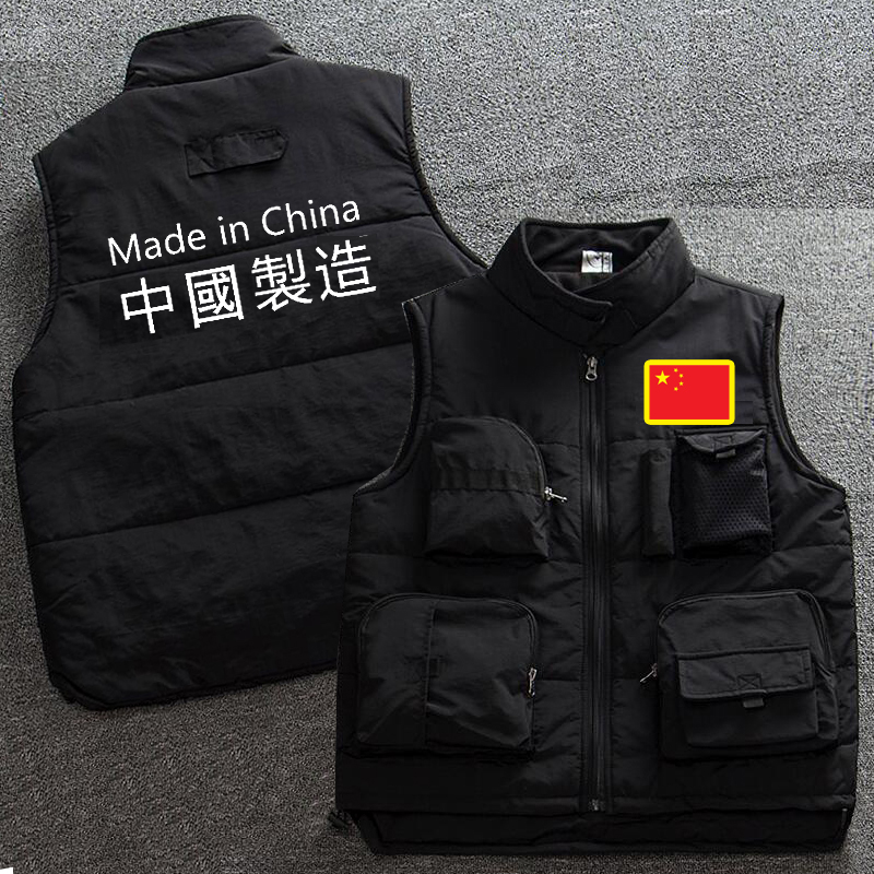 秋冬款中国制造加棉加绒马甲多口袋背心出勤工装团队定制坎肩外套