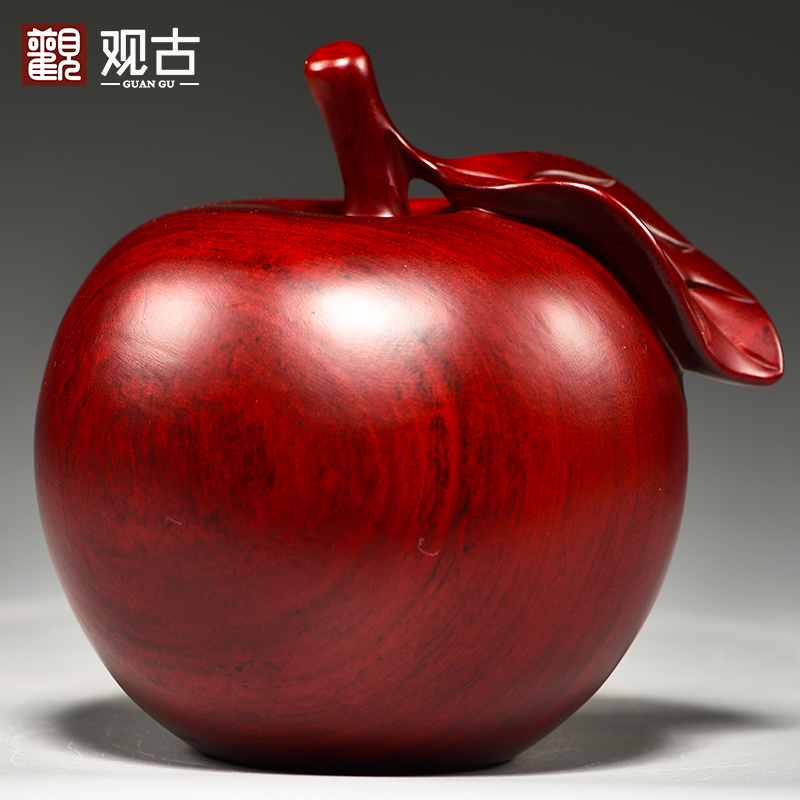 红花梨木雕苹果摆件红木平安果家居客厅电视柜装饰工艺品乔迁送礼