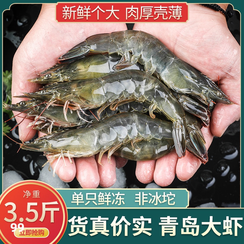 大虾鲜活海鲜超大水产品青岛野生海虾新鲜基围虾冷冻对虾青虾包邮