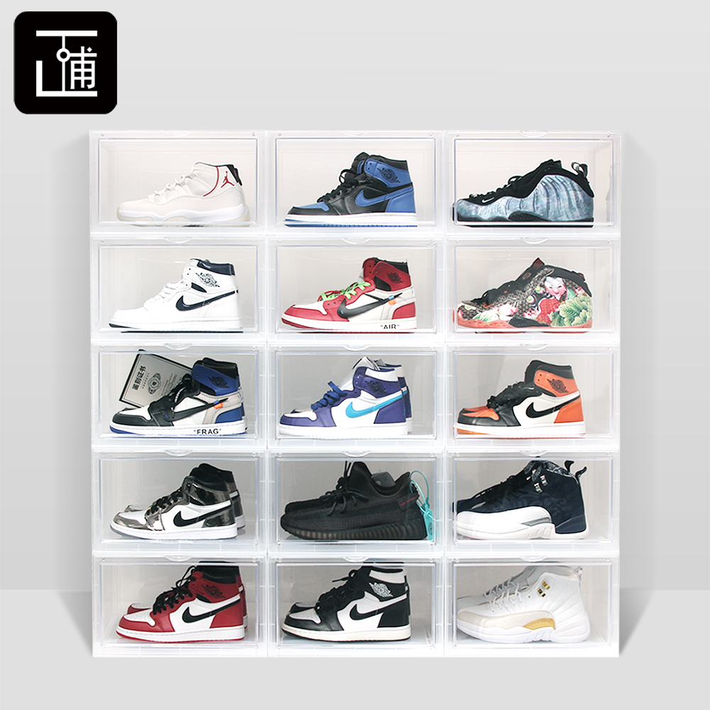 aj鞋盒潮鞋球鞋收纳盒透明塑料篮球鞋柜球鞋收藏展示柜网红装鞋