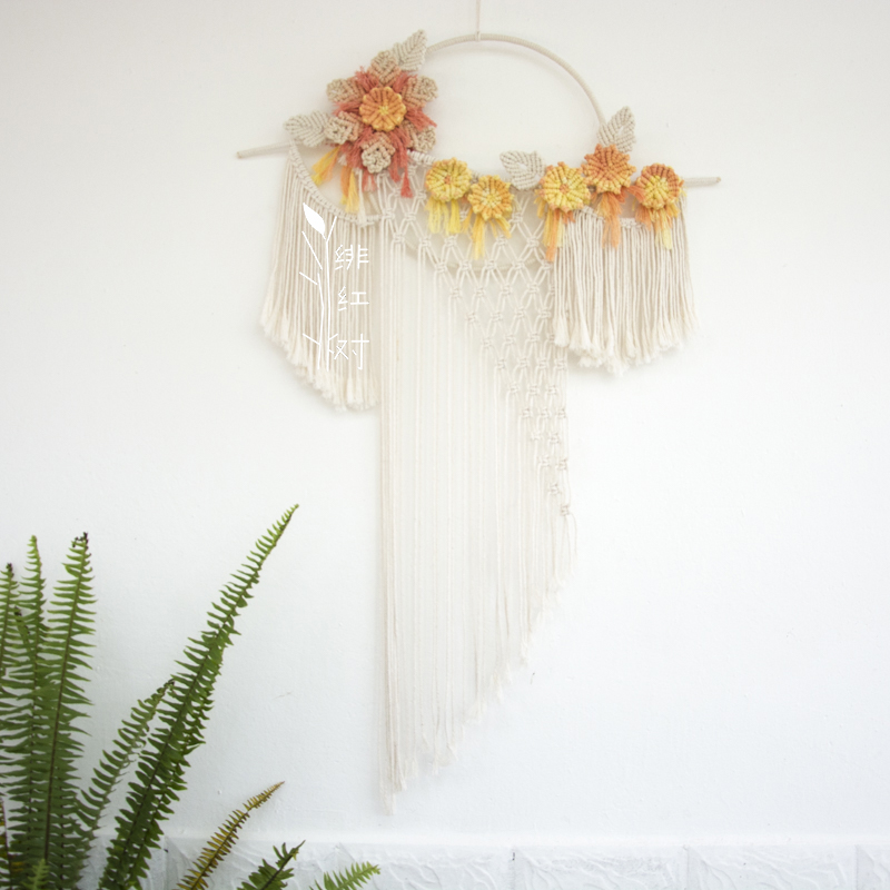 五月 手工编织 花朵 挂毯 壁饰 墙饰 DIY 材料包 成品