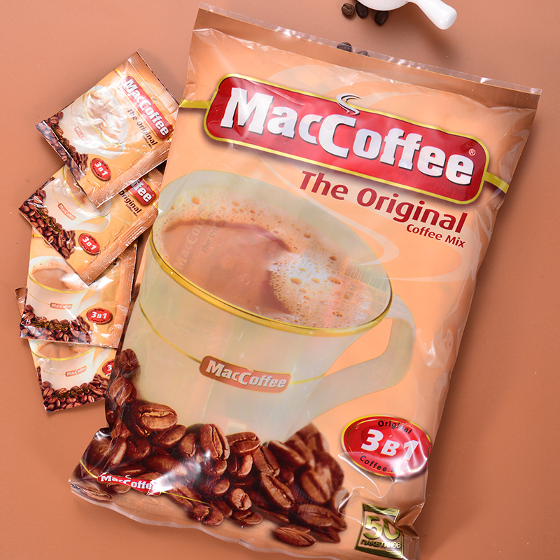 俄罗斯进口美卡macc特浓白咖啡速溶三合一咖啡粉50袋装学生提神