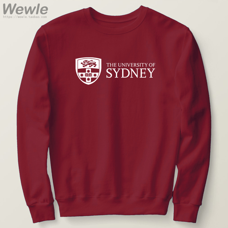 USYD悉尼大学圆领加绒卫衣校服长袖宽松抓绒加厚套头衫纪念