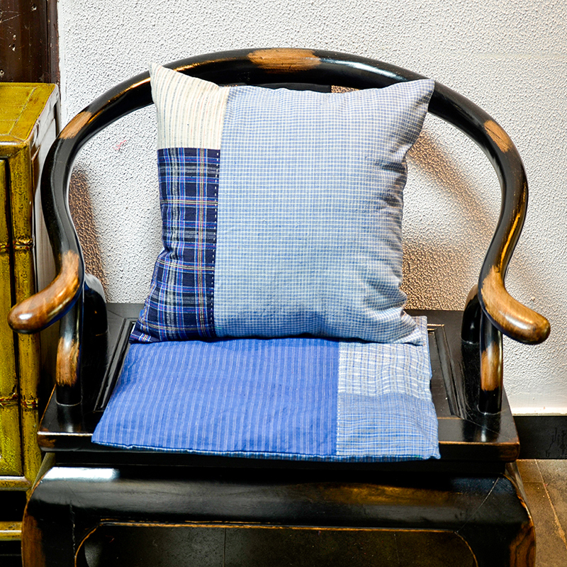 丹凤创意：手织布不对称拼布抱枕套靠垫套坐垫椅垫套装