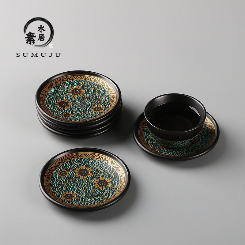 中国风陶瓷茶杯垫复古隔热垫茶托杯托创意家用功夫茶具茶道零配件