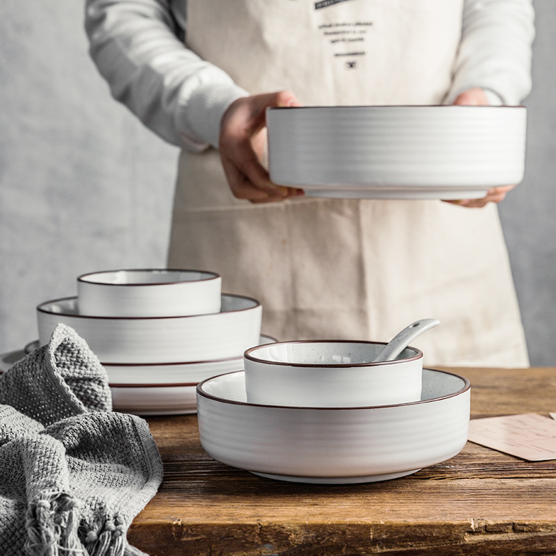 ijarl美式陶瓷餐具单个饭碗大汤碗北欧风网红面碗家用泡面沙拉碗