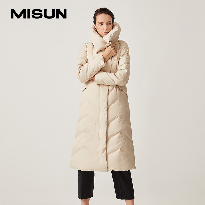 MISUN/米尚品牌专柜正品秋冬新款加厚加长羽绒服女外套连帽