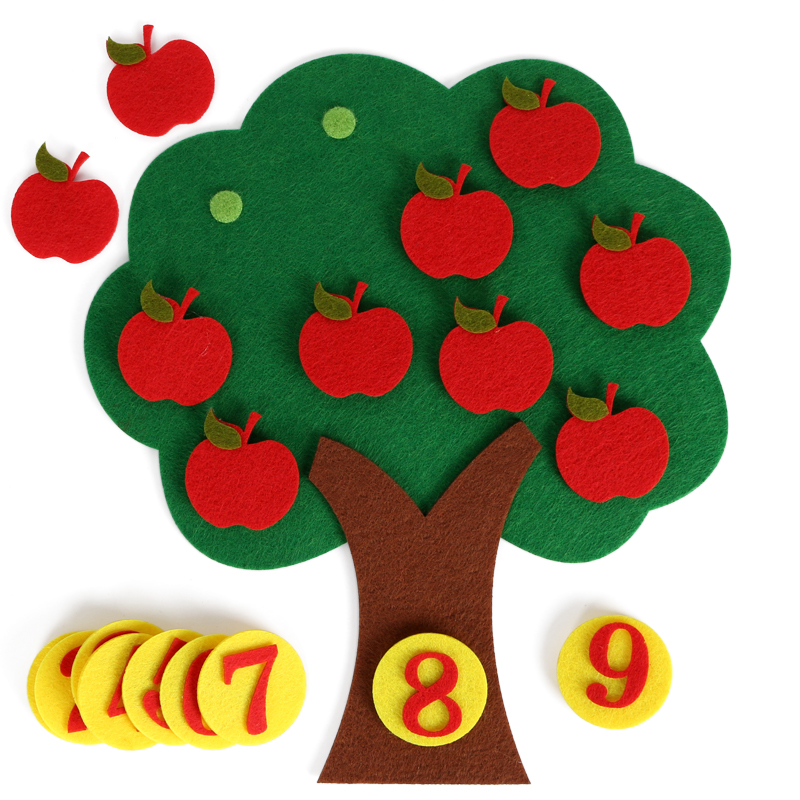 不织布苹果树认识1-10数字幼儿园数学区玩具自制数数益智教具材料