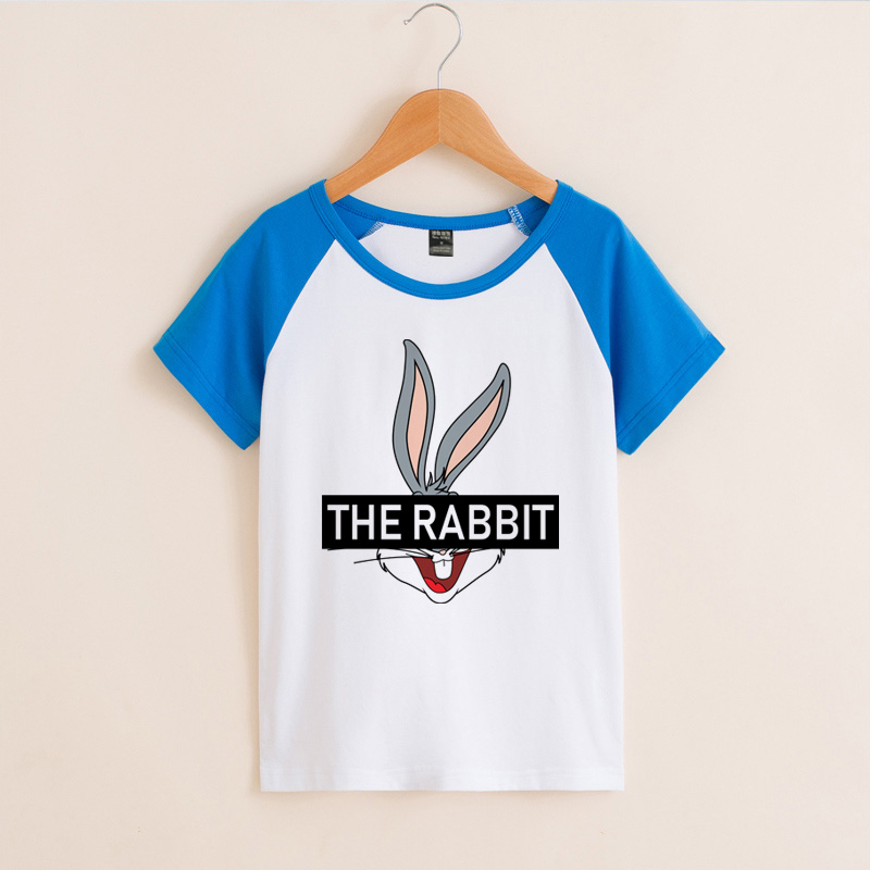 时尚小女孩打底薄复古动漫八哥兔童装卡通小兔子运动T恤短袖衣服
