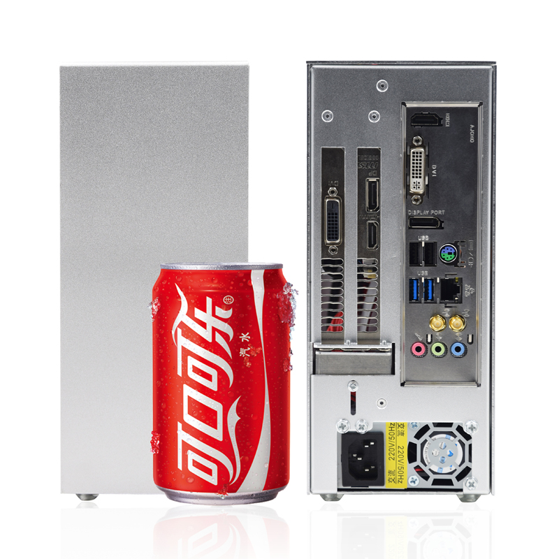 酷鱼S3侧透全铝ITX小机箱支持1U电源主机A4微型台式迷你静音机箱
