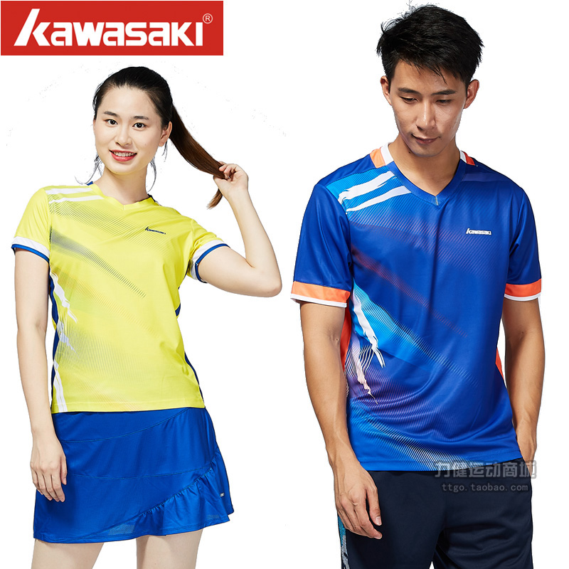 KAWASAKI川崎羽毛球服男女夏短袖T恤上衣速干运动衣比赛队服网球