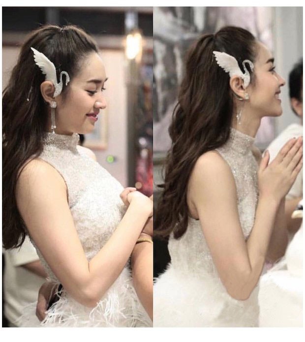 泰国设计师款天鹅羽毛耳挂耳环无耳洞耳夹超仙公主生日派对耳饰女