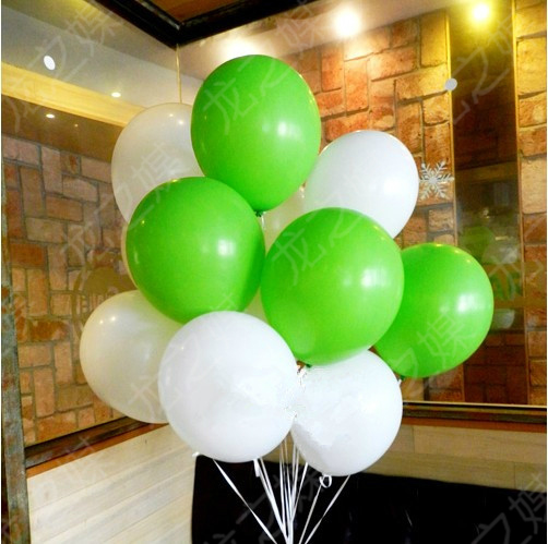 大号加厚12寸 3.2克亚光浅绿草绿色白色气球店庆生日派对拍照气球