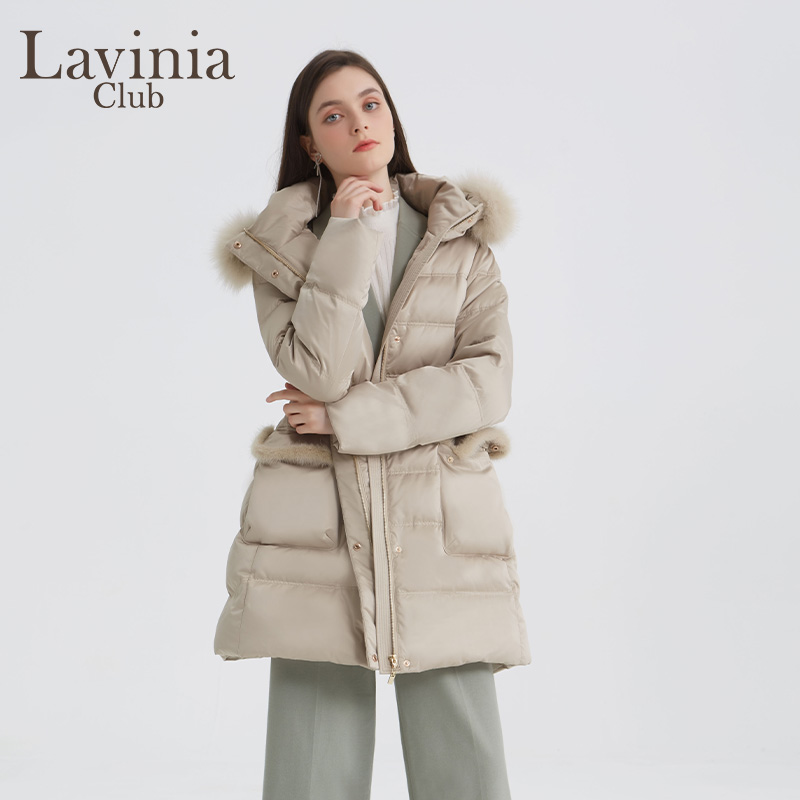 Lavinia Club/拉维妮娅2021冬季新款长修身连帽羽绒服S17Y105
