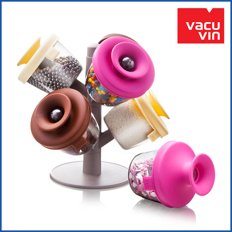 荷兰Vacu Vin可爱储存收纳罐套装塑料透明密封家用糖果零食品奶粉