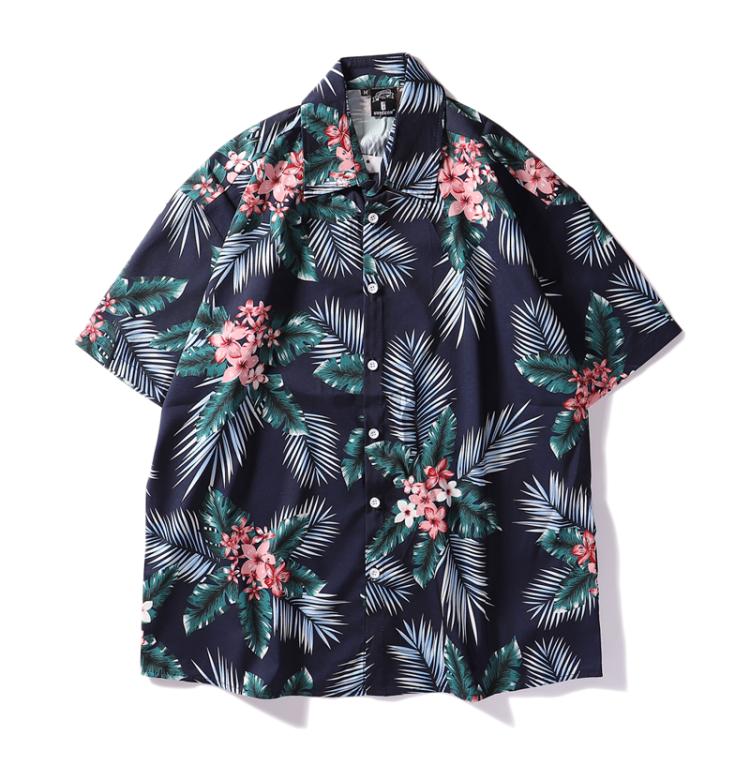 Hawaii花衬衫ins风夏威夷海边沙滩短袖衬衣chic潮男女宽松情侣装