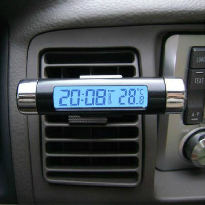 汽车电子钟表车载时钟LED数显蓝背光车内液晶温度计汽车内饰用品