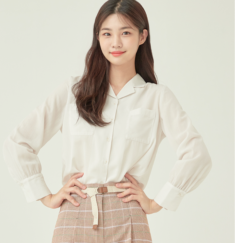 现折扣韩国专柜代购ROEM20秋女装韩版气质纯色长袖衬衫RMBLA3605B
