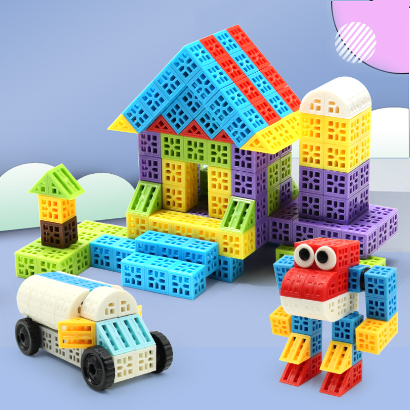 智力3d百变多功能儿童益智积木立体方块颗粒拼装5拼插玩具男孩6岁