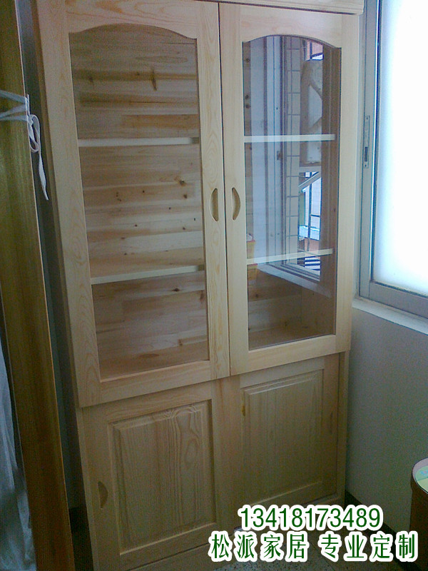 广州全实木松木家具简易单个书柜书架门厅玄关柜储物展示柜可定制