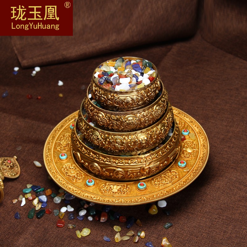 珑玉凰三十七堆曼扎盘藏族用品纯铜四加行供曼荼罗大号DM0529