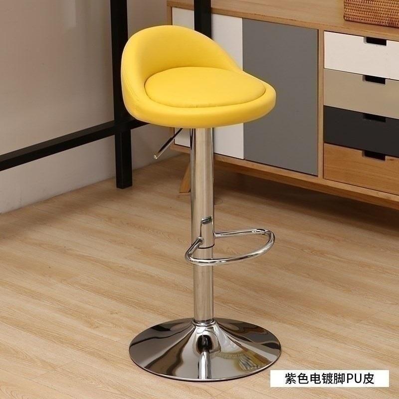 金属前台可调节高低的凳子升降收银台舒适时尚橘色奶茶店吧椅室.