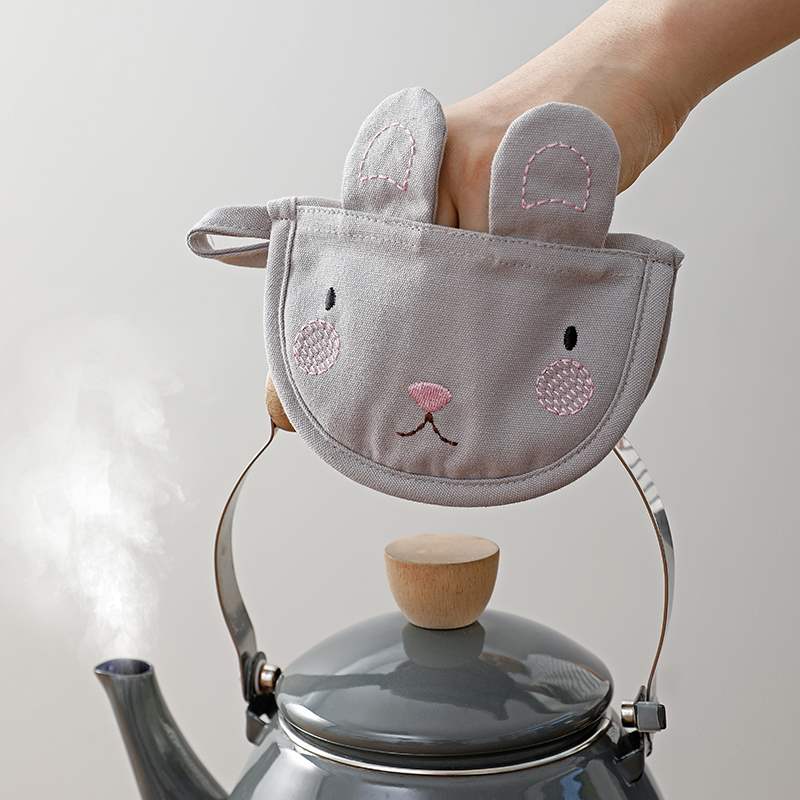 可爱微波炉隔热g霜山兔子手套厨房烤箱耐高温手夹铝涂层防烫手套