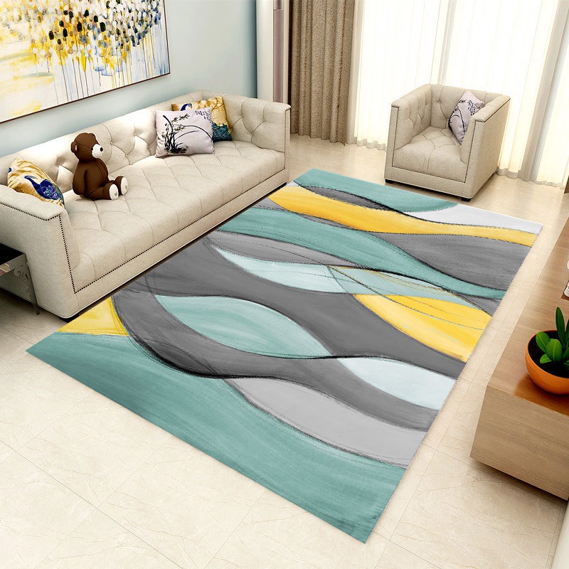 现代简约床边地毯飘窗垫抽象几何长方形北欧地毯地垫