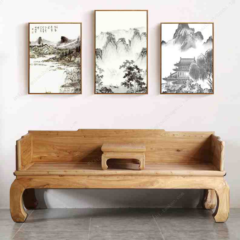 新款老榆木罗汉床 中式简约三围拼板全实木客厅沙发床 明清古典家
