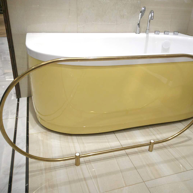,椭圆形浴缸专用浴帘杆弧形NU型定做打孔304不锈钢19mm卫生间晾衣