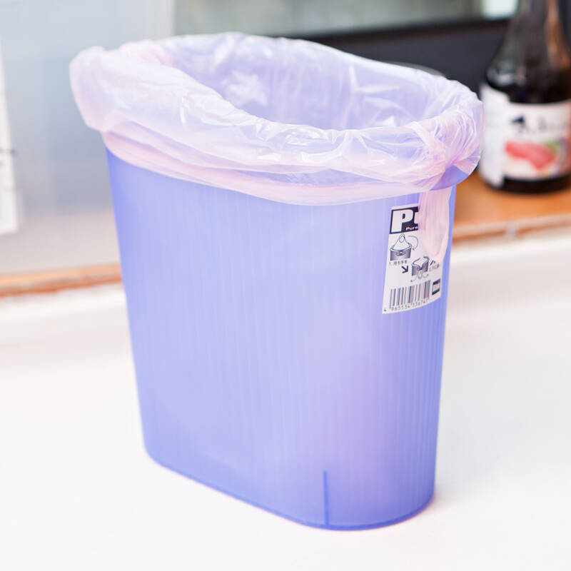 垃圾桶收纳桶实料垃圾筒形室厨H房塑用扁浴垃圾桶浅蓝色