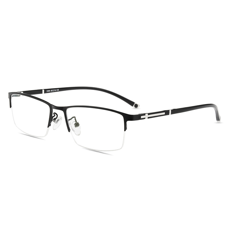 半框近视眼镜ey男式有度数大脸钛合金眼镜架商务银色散光变色防蓝