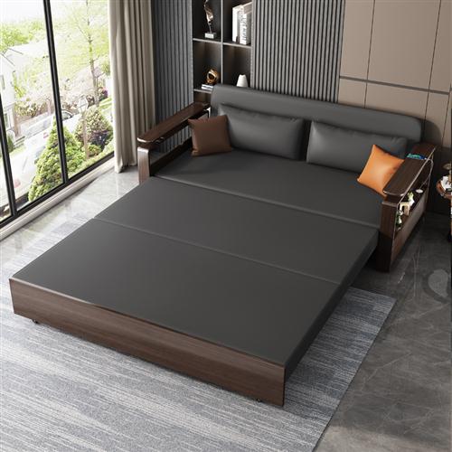 实木沙发床可折叠单双人多功能卧室两用小户型科技布简约现代沙发