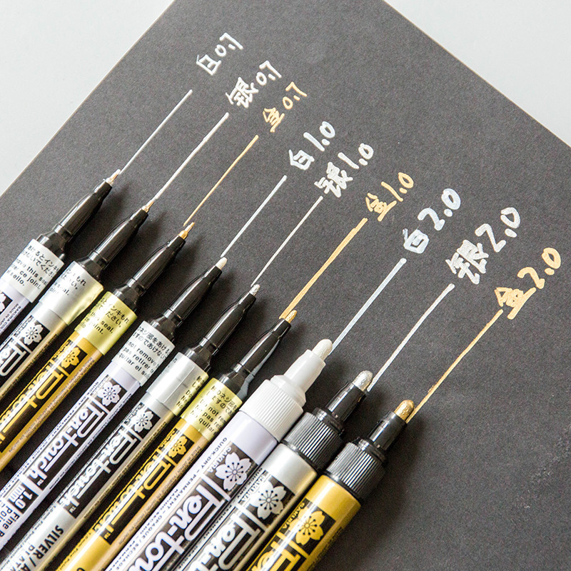 日本SAKURA樱花油漆笔手绘高光白笔银金色油漆笔金色签字笔签名笔