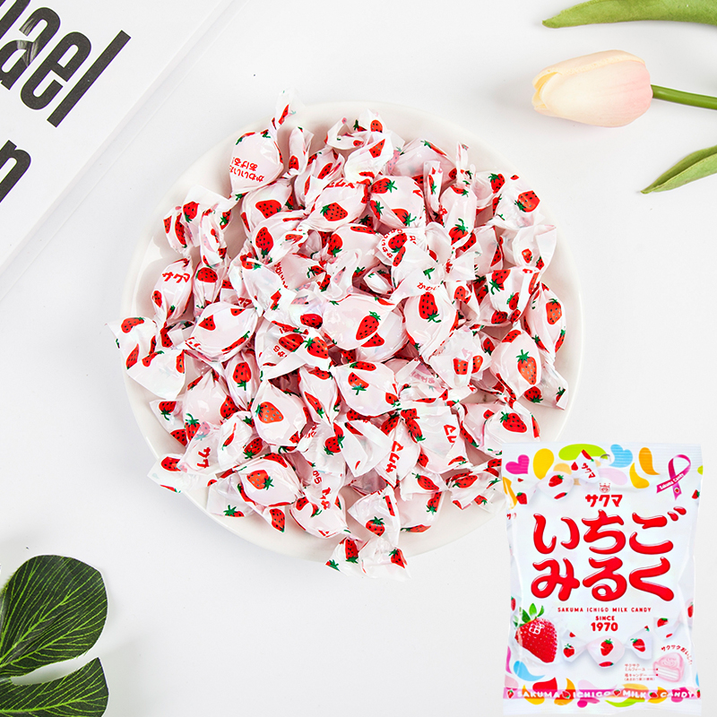 日本进口佐久间草莓糖牛奶夹心23颗千层酥硬糖果结婚喜糖网红零食
