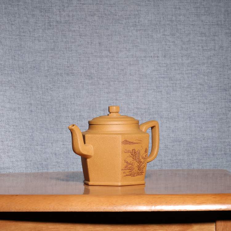 宜兴紫砂茶壶工艺师卢小伟手工高六方壶功夫泡茶茶具原矿段泥方器