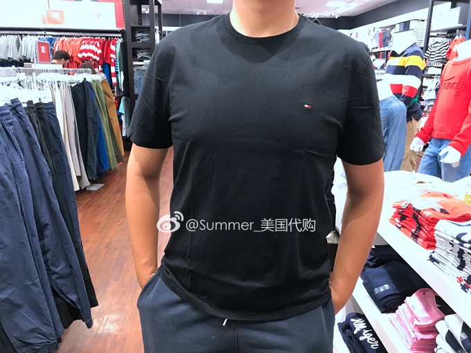 【SummerXu】美国代购 Tommy Hilfiger男纯色LOGO休闲修身短袖T恤