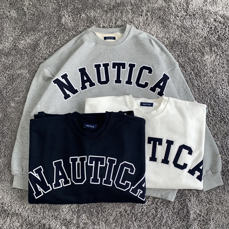 现货 NAUTICA Arch Logo Crewneck Sweatshirt21AW长谷川字母卫衣