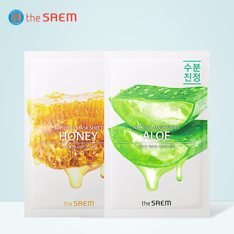 The Saem/得鲜温和面膜十片装蜂蜜/芦荟补水保湿女正品韩国学生夏
