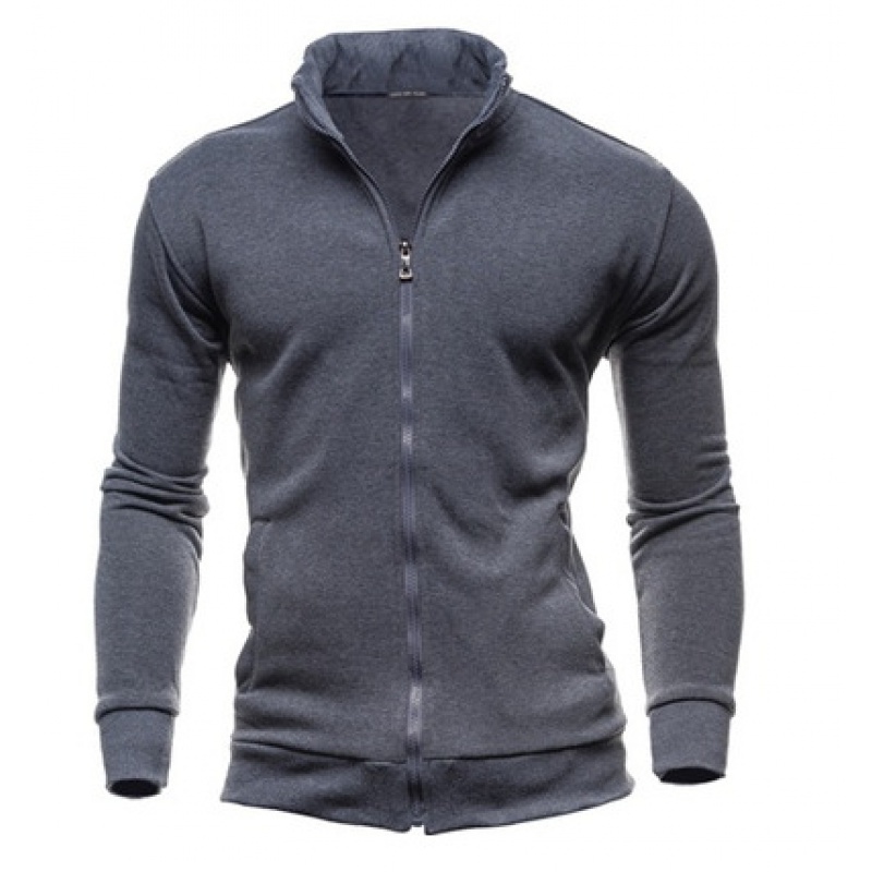 Sweater zipper collar sweater jacket mens solid color